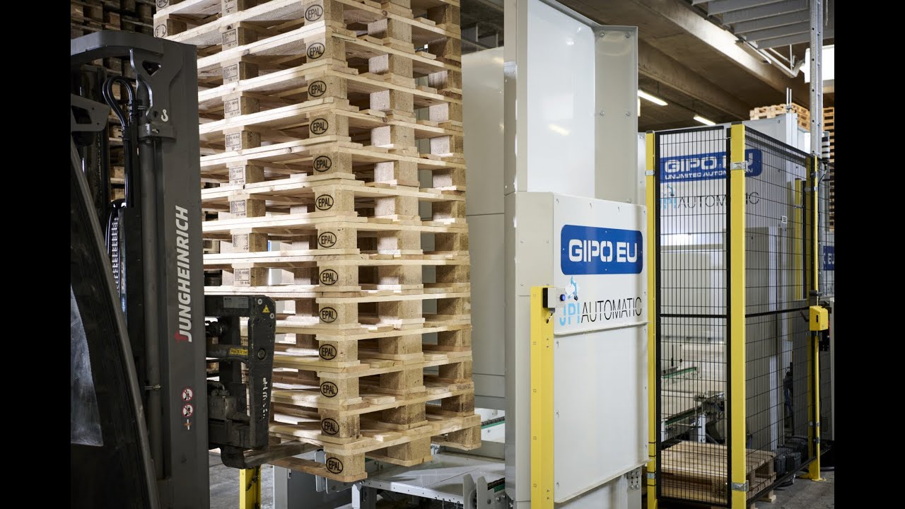 Automated pallet nesting and reverse nesting solution by GIPO. Assembly of the solution