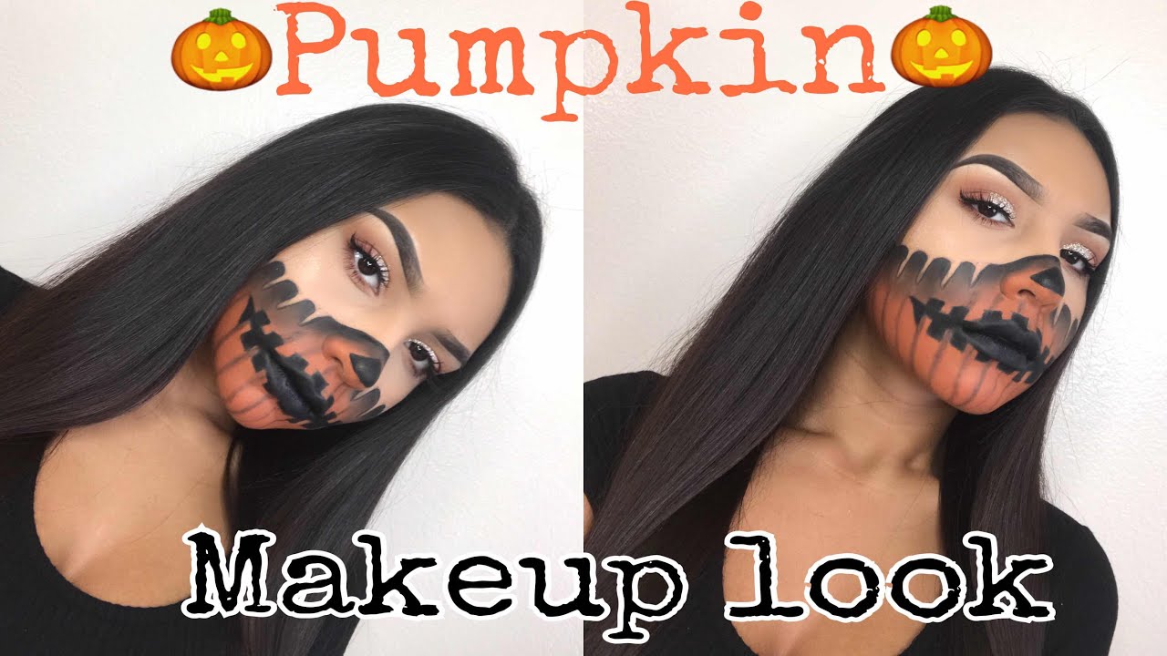 Half Pumpkin Hallowen Makeup Look | Maeline Jimenez