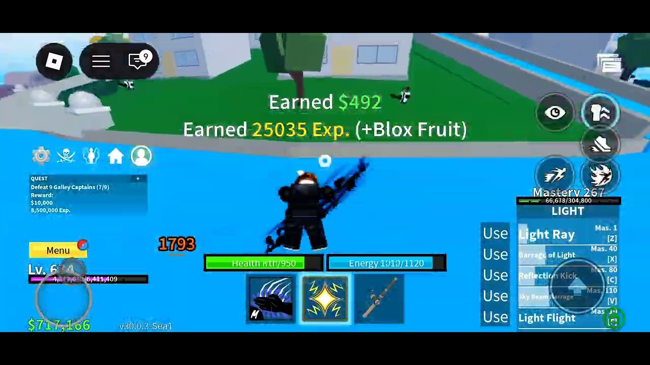 Grinding in blox fruit in ROBLOX 