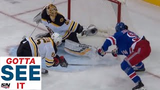 Gotta See It Tuukka Rask Absolutely Robs Mika Zibanejad With Glove Save