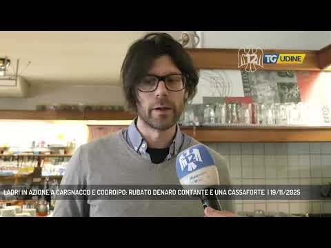 LADRI IN AZIONE A CARGNACCO E CODROIPO: RUBATO DENARO CONTANTE E UNA CASSAFORTE  | 19/11/2025