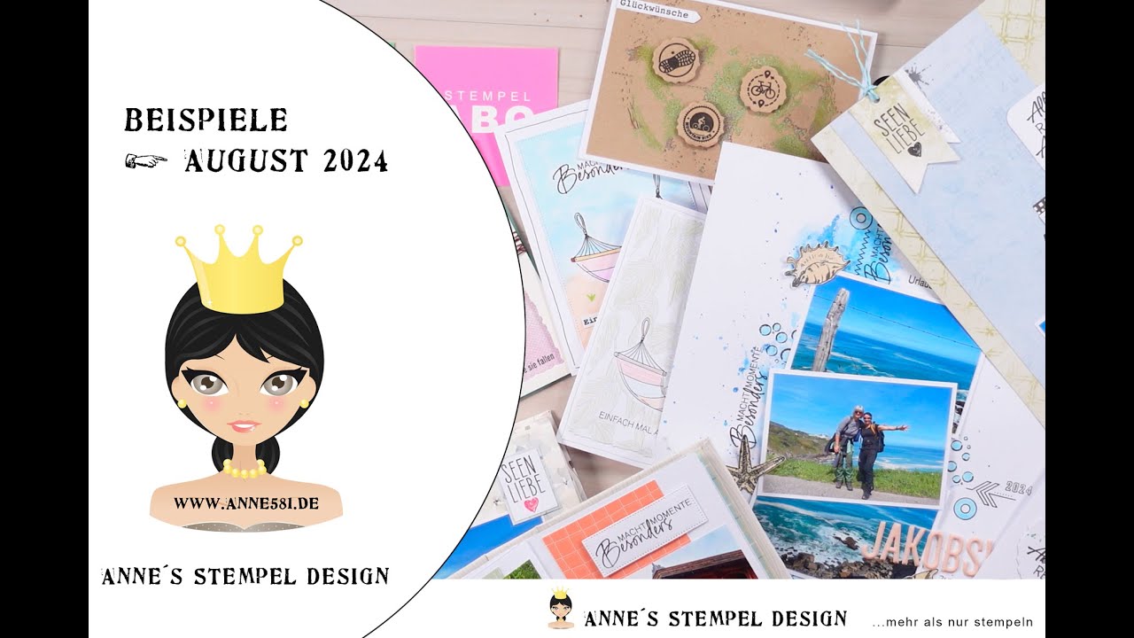 Ideen & Beispiele mit dem Monatsstempel August 2024 / Kartenbasten / Scrapbooking / Minialbum