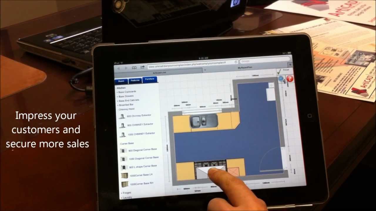 design a kitchen on an ipad with my room plan from articad