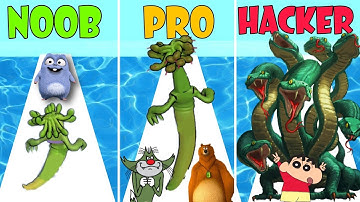 Noob vs Pro vs Hacker in Monster Evolution Run Part - 2 | Shinchan , Jack , Bhalu and Bulbule Plays