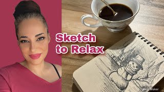 Shahpari Art - Sketch to Relax Snowman in Winter Wonderland
