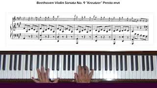 Beethoven Violin Sonata No. 9, Op. 47 in A major Kreutzer Presto Piano Tutorial Part 1