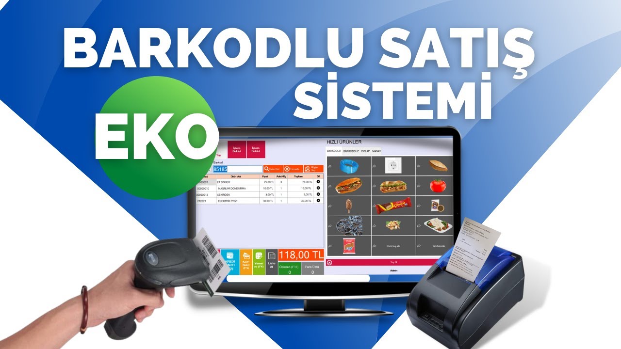 Posa Ekonomik Barkodlu Satış Sistemi (Program+Yazıcı+Barkod Okuyucu) 3lü Set