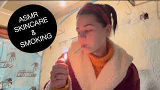 ASMR | Basic Skincare Routine & Smoking 💚