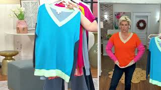 Belle by Kim Gravel Pop of Color Color Block Sweater on QVC screenshot 4