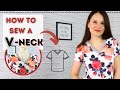 How to draft and sew V-neckline? DETAILED tutorial for T-shirts and other knits!