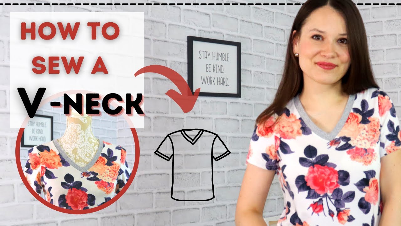 How to draft and sew V-neckline? DETAILED tutorial for T-shirts and ...