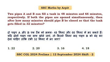 Two pipes A and B can fill a tank in 48 minutes and 66 minutes, respectively. If both the pipes