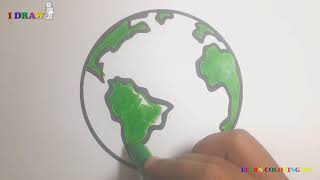 How to draw Planet Earth coloring page for kids I learn coloring book with Planet Earth