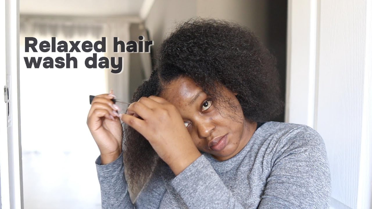 My relaxed Hair WASH DAY ROUTINE After Protective Style + Length Check ...