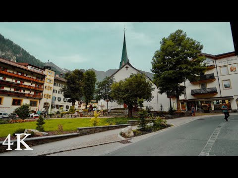 Relaxing Evening Walk in Mayrhofen, Zillertal 🇦🇹 Austria, Binaural City Sounds, ASMR