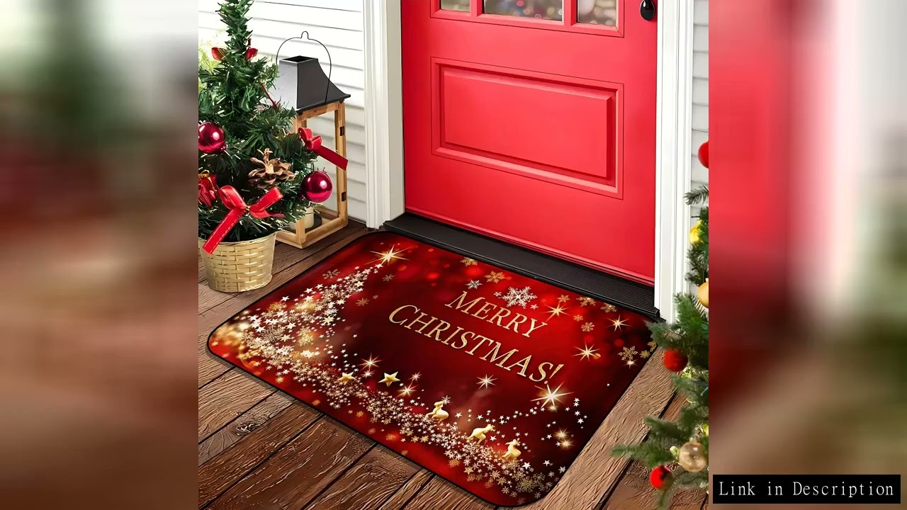 VIKAMA Christmas Crystal Velvet Floor Mat Entry Door Hallway Wear-resistant Carpet Bathroom Toilet P