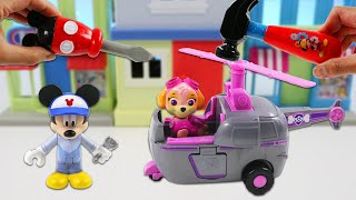 Disney Mickey Mouse Repairs Paw Patrol Pup Vehicles Using Mousekedoer Tools Playset!