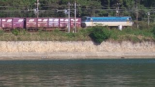 EF66-100番代が牽引するコンテナ貨物列車（2072レ）