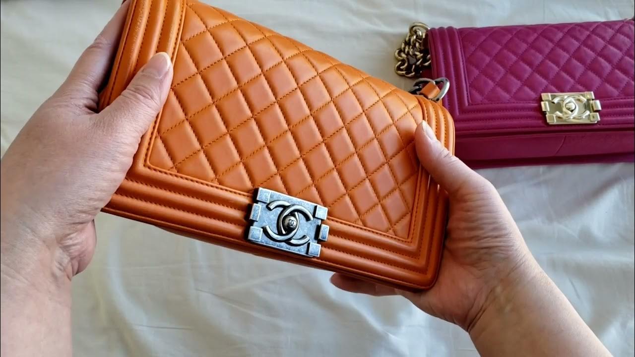 New Chanel Orange Patent Caviar Timeless Classic WOC Wallet on