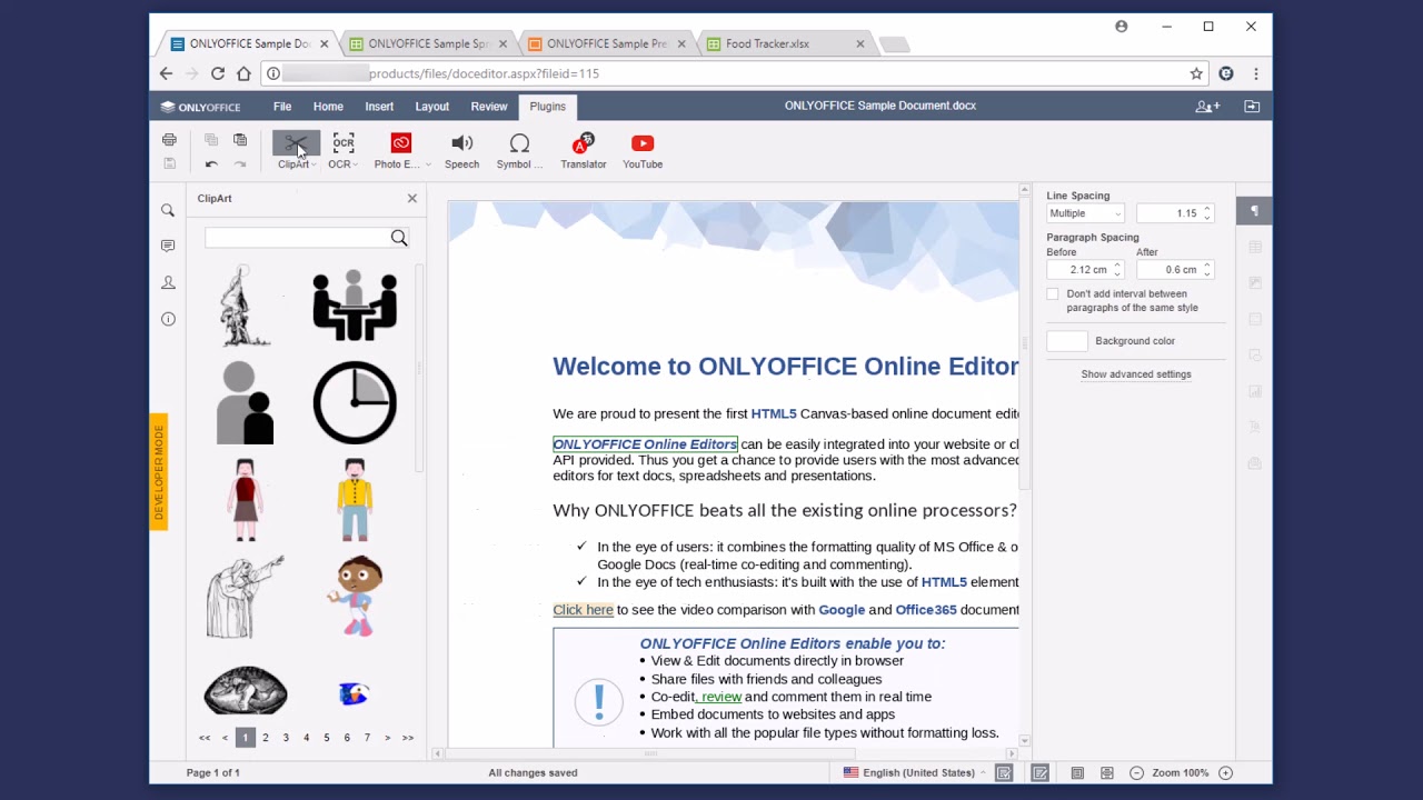 First look at ONLYOFFICE Document Editors v5.0 - YouTube