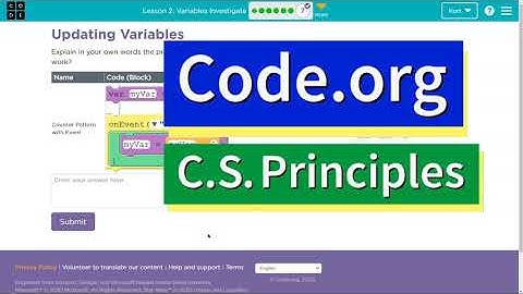 Code.org Lesson 2.7 Variables Investigate | Tutorial with Answers | Unit 4 CS Principles