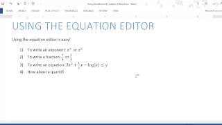 Using Microsoft Equation Editor
