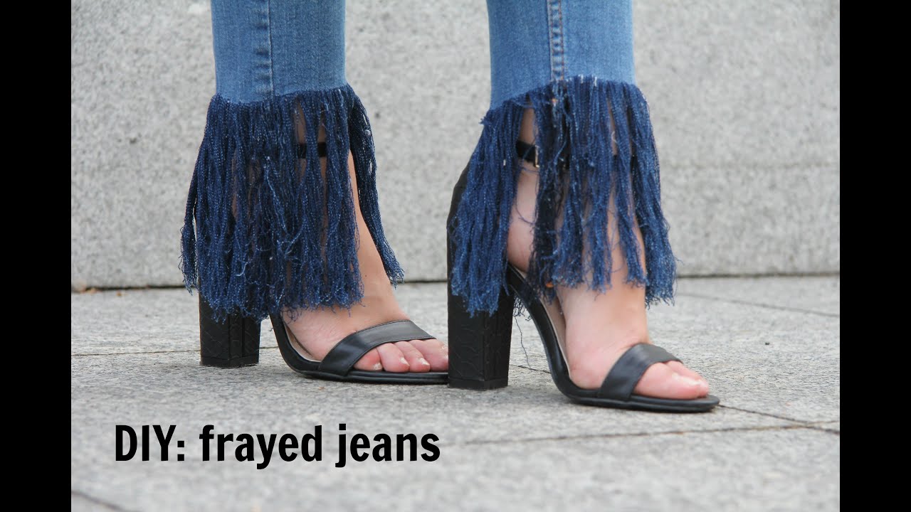 DIY: Frayed jeans - YouTube