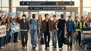 Just in! 1,200 fans in Buenos Aires welcomed Jungkook and BTS at the airport.