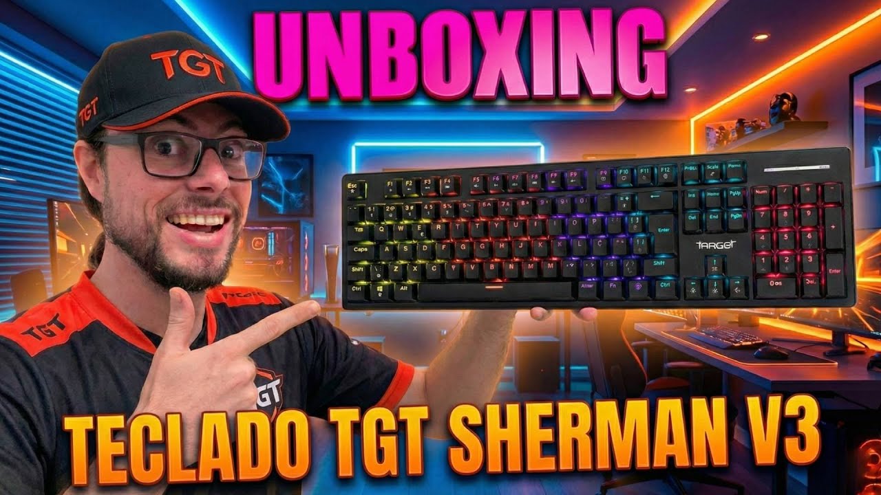 UNBOXING Teclado Mecanico TGT Sherman V3, Rainbow, ABNT2, Switch Huano Azul, Preto