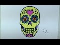 Learn How To Draw and Color A Sugar Skull -- Part 2 -- iCanHazDraw!