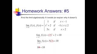 Algebraic Limits - Piecewise Functions and Squeeze Theorem: Problem Set #1