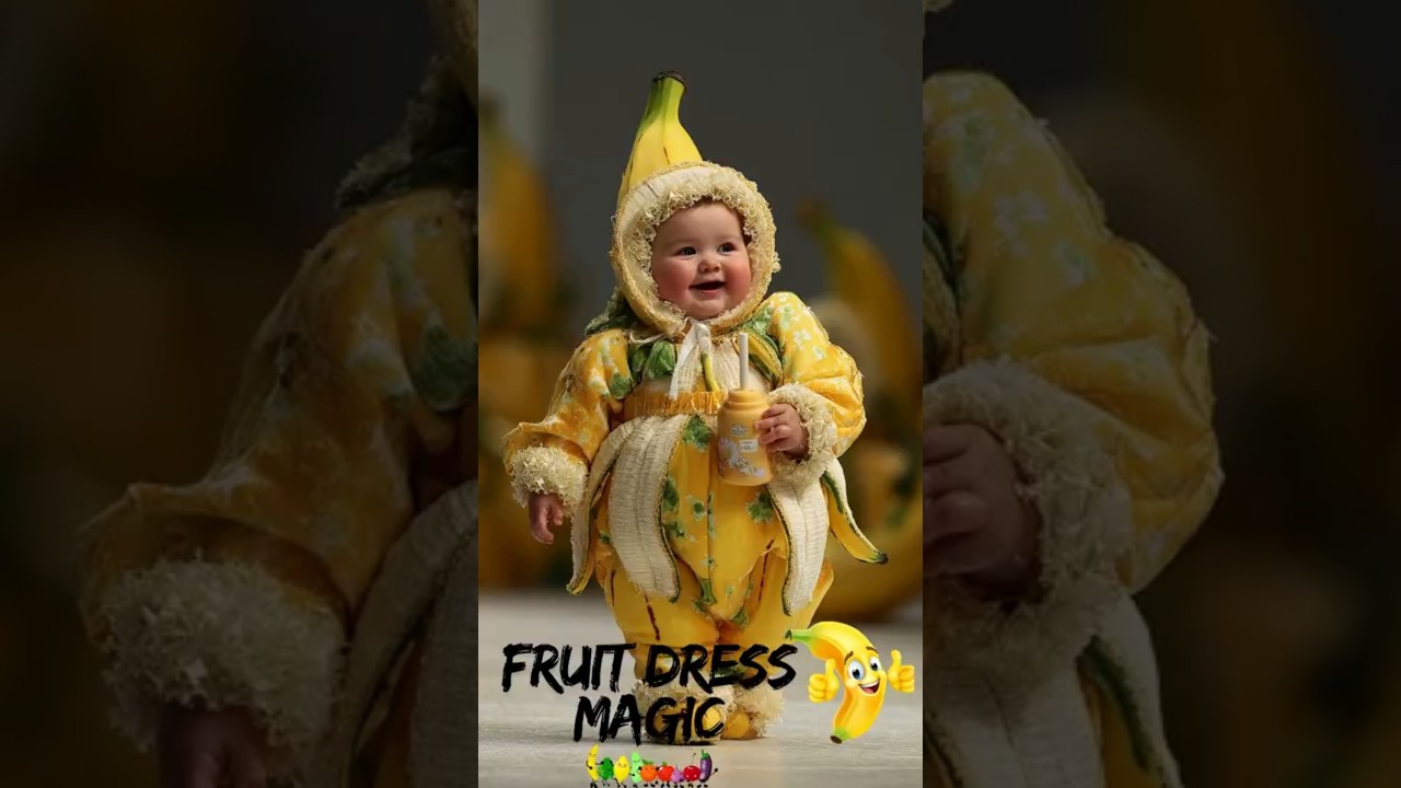 🍓 Cute Baby Couture Runway | Baby Walking in Fruit Dress & Sipping Juice 🍼👗✨ 