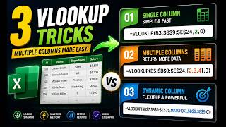 Learn 3 VLookup Techniques to return Columns Dynamically | Beginner to Advanced