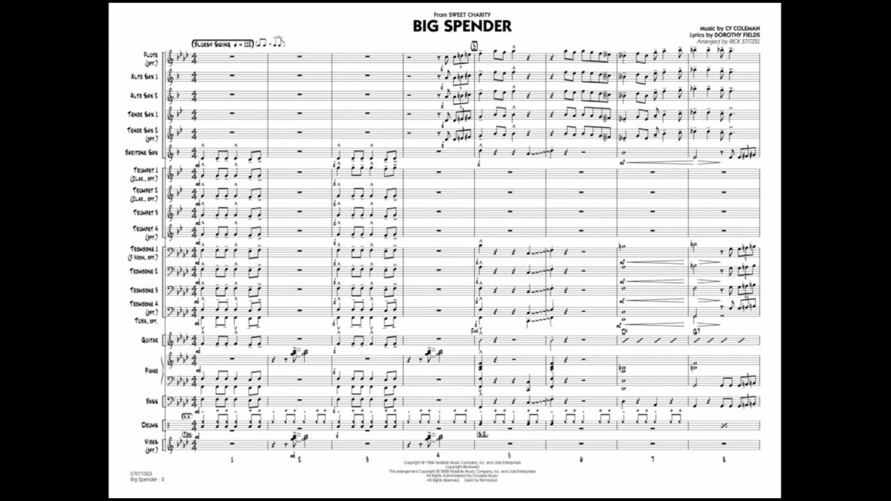 Cy Coleman: Big Spender (Sweet Charity) (Sheet Music) Easy Jazz Ensemble  Series (7011502) by Hal Leonard