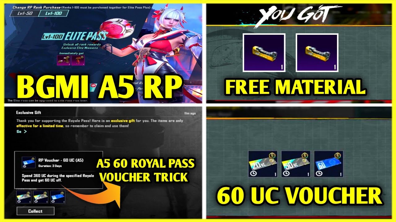 2 NEW TRICK TO GET FREE 60 UC RP VOUCHER IN A5 ROYAL PASS😍 | BGMI 60 UC