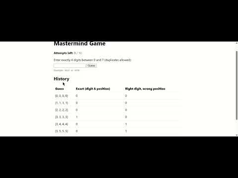 Video demo MastermindGame - Phase1