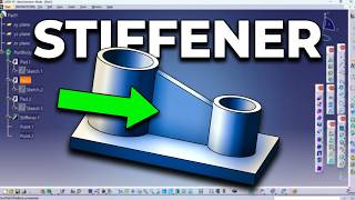 CATIA v5 How to connect the upper surfaces of two cylinders with a stiffener #catiachampion #catiav5