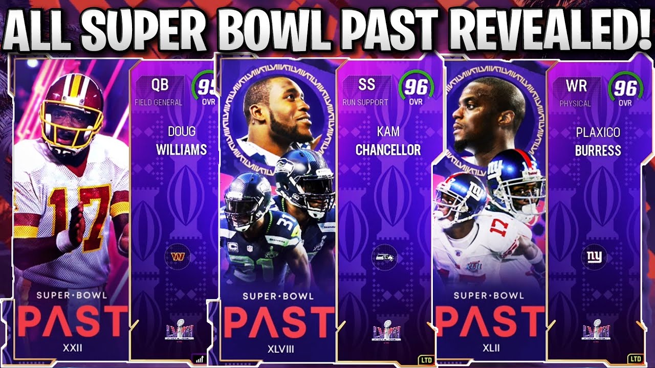 ALL SUPER BOWL PAST PLAYERS REVEALED! 96 LTD KAM, PLAXICO, AND