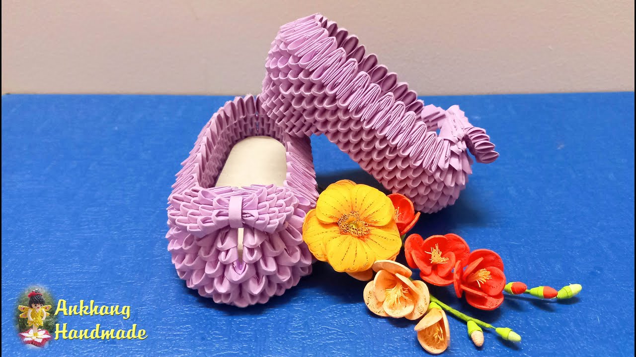 3d origami doll shoes tutorial | paper doll shoes making