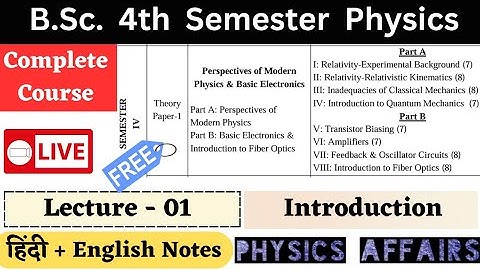 BSc 4th Semester Physics | L-01| Complete Course | Modern Physics and Basic Electronics