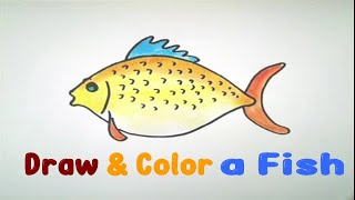 Drawing tutorial step by step [Draw & Color a Fish]