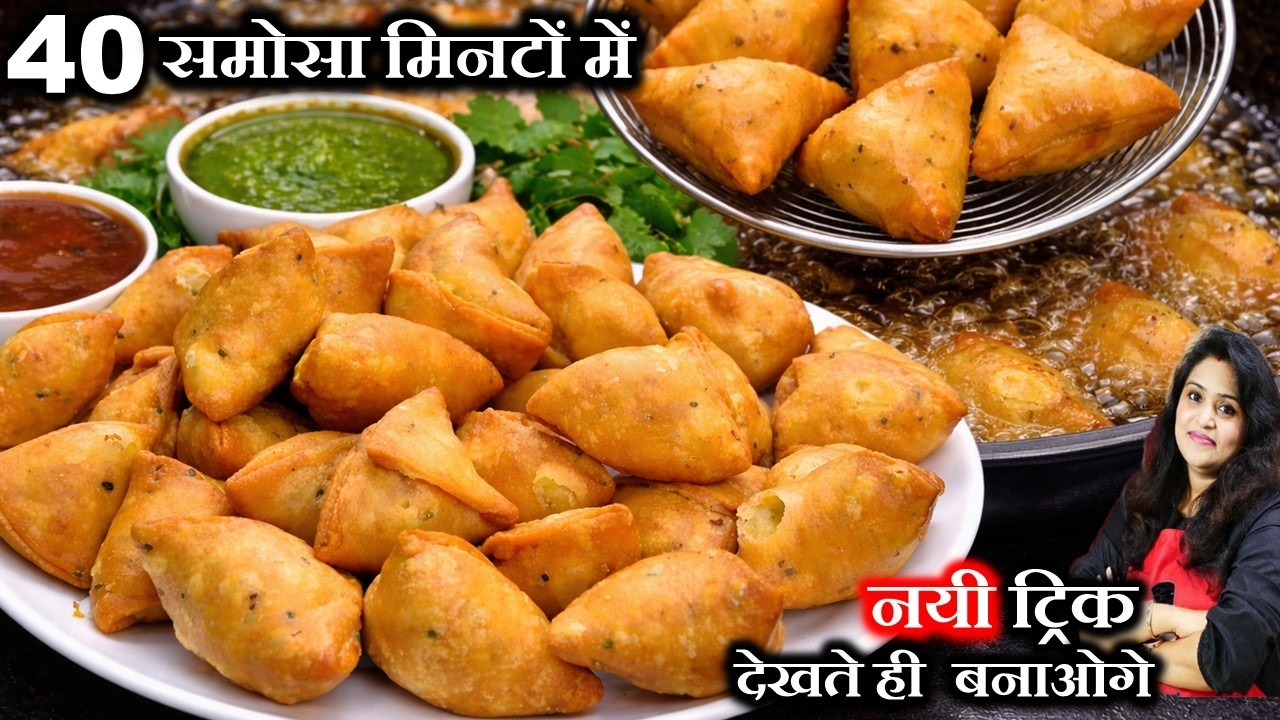 40 खस्ता समोसा मिनटों में | Halwai Style Khasta Aloo Samosa Recipe | Crispy Samosa Nayi Trick