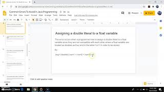 Common Errors in Java Program Part 1