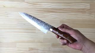 1299(佐治武 ダイヤモンドフィニッシュ牛刀 210)アイアンウッドハンドル