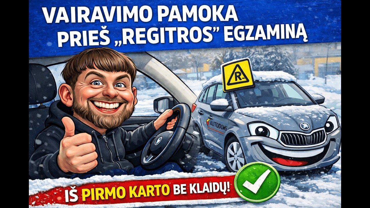 Pamoka prieš Regitros praktinį egzaminą, žiemos sąlygomis