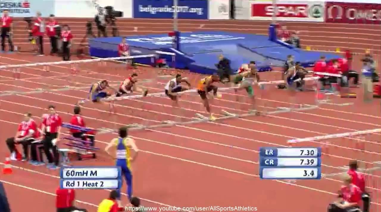 European Indoor Championships Prague - Wilhem Belocian 7.63 - Men's 60 Metres Hurdles Heat 2