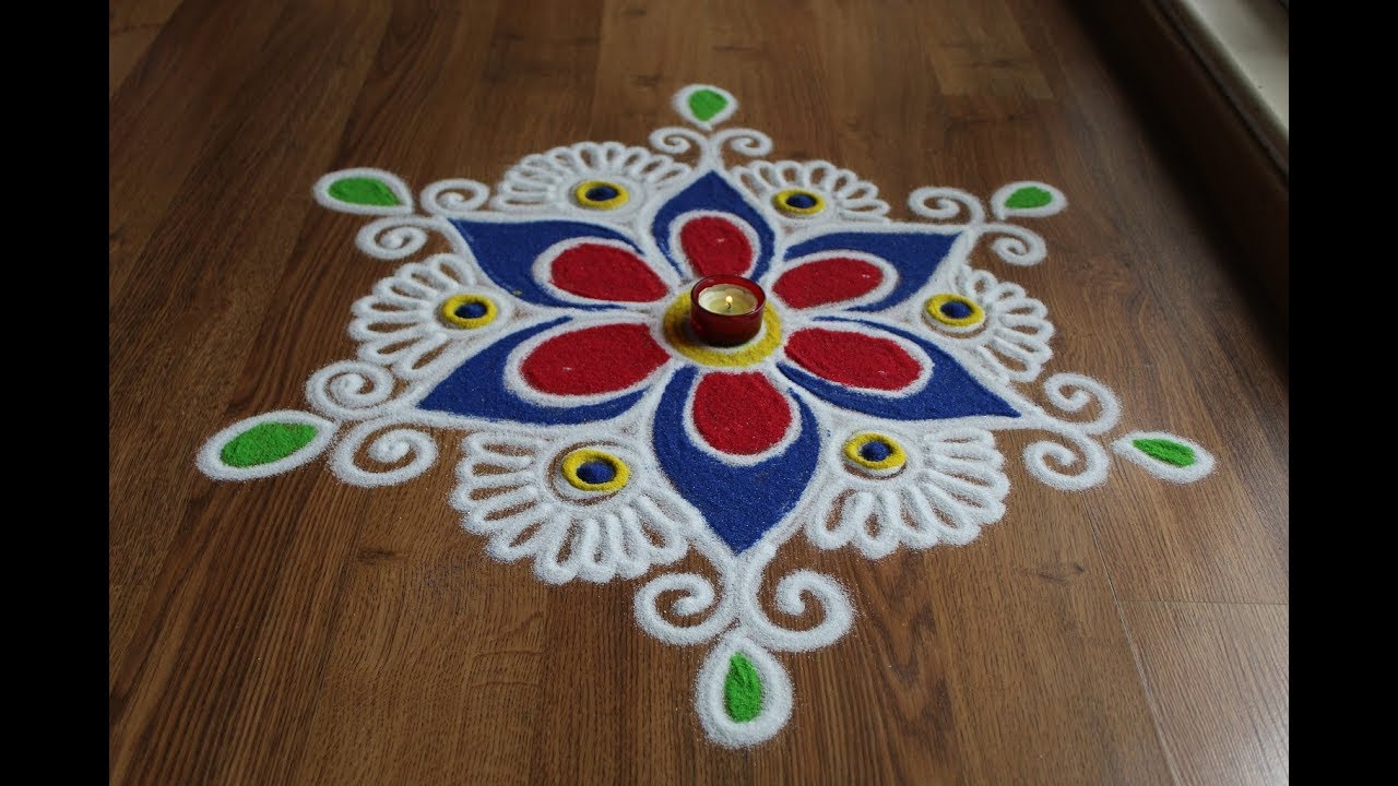 Free hand rangoli designs with colours | Diwali special rangoli ...