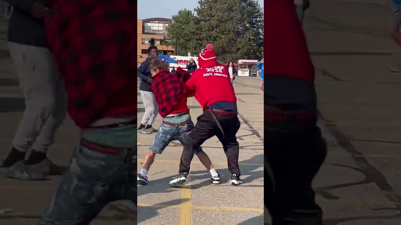 MAGA BRAWL As HUGE Crowds Wait For Donald Trump Rally In Saginaw Michigan
