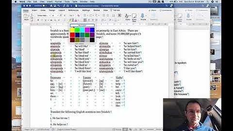 Linguistics 201 - Intro Linguistics - Morphology Practice Exercises - Swahili