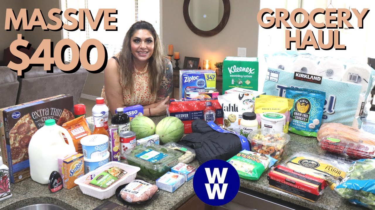 MASSIVE GROCERY HAUL FOR WEIGHT LOSS!! - WW - 123 POUNDS LOST! - POINTS INCLUDED - COSTCO & KROGER